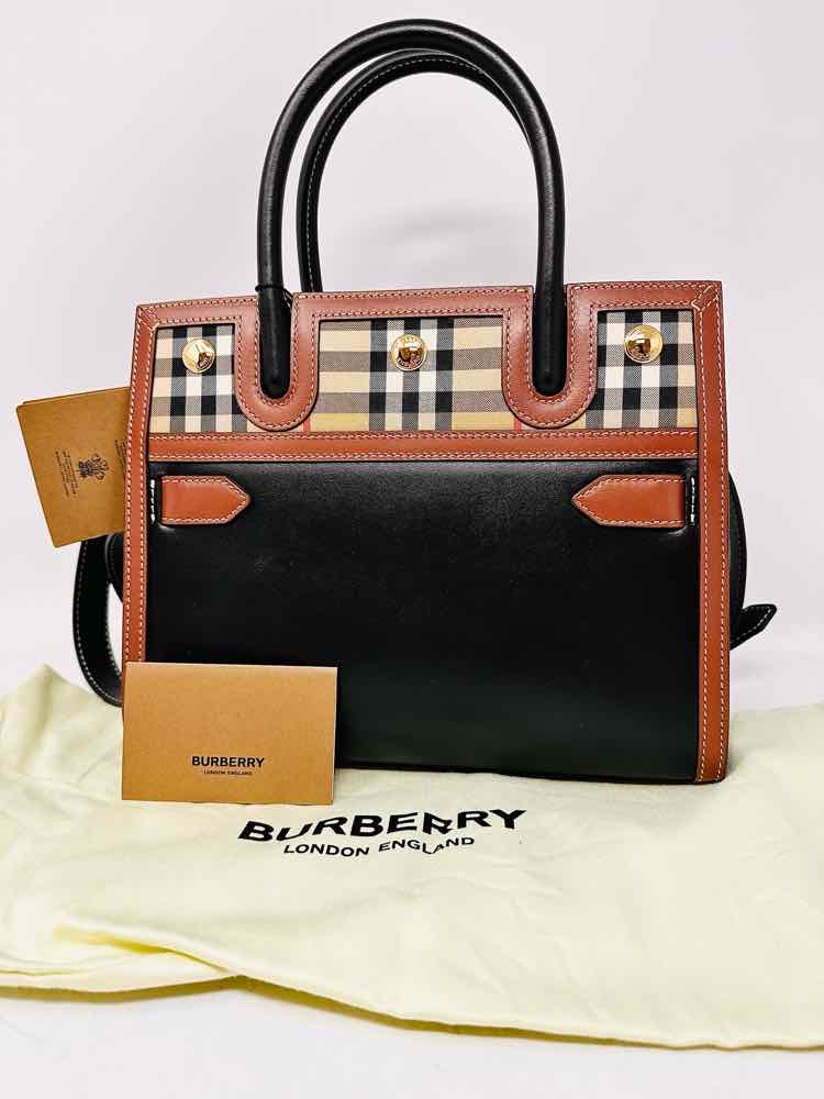 Burberry Mini Vintage Check Two-handle Title Bag in Brown