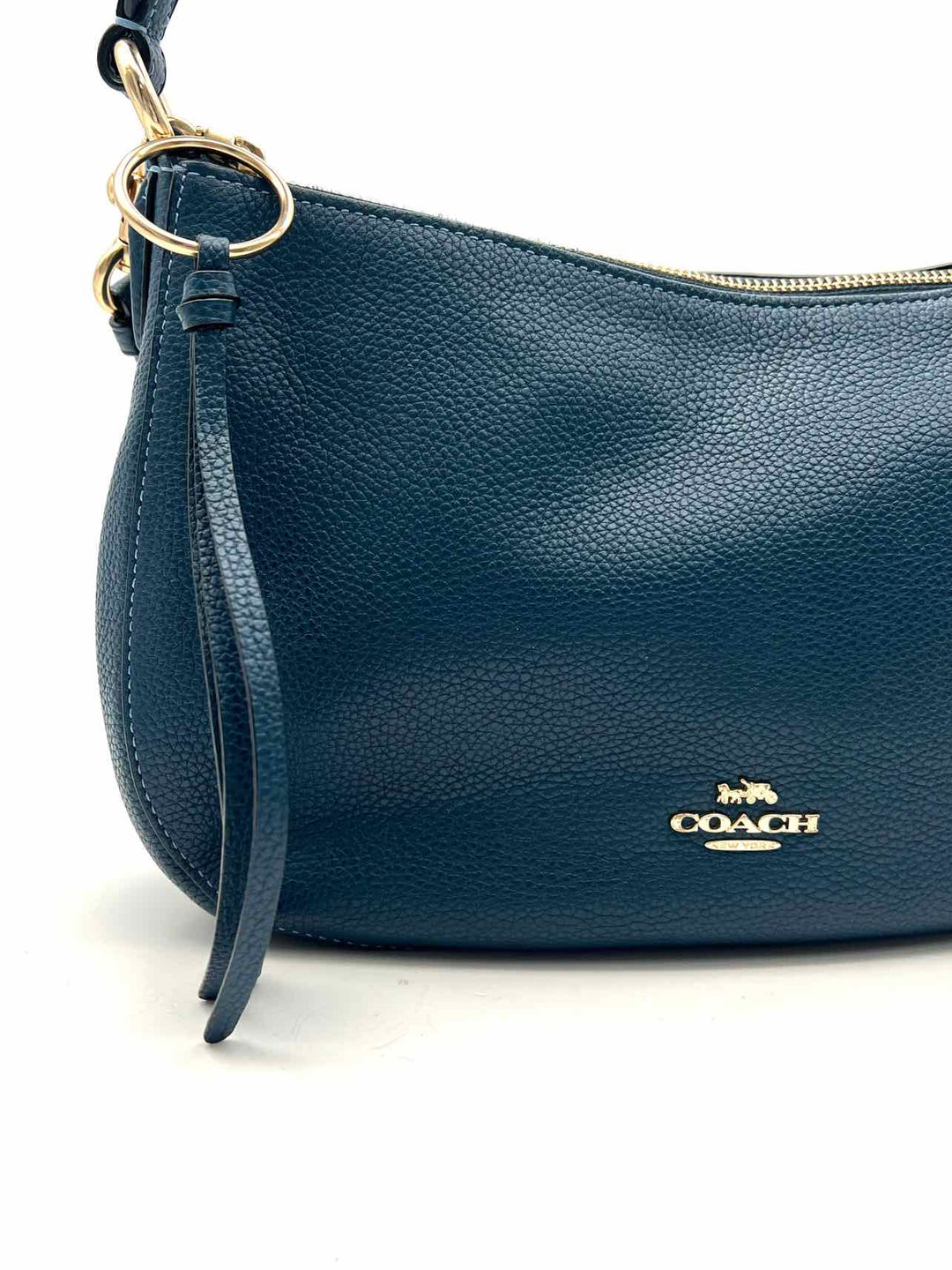 Coach Dark Teal Pebbled Leather Designer Crossbody – Another