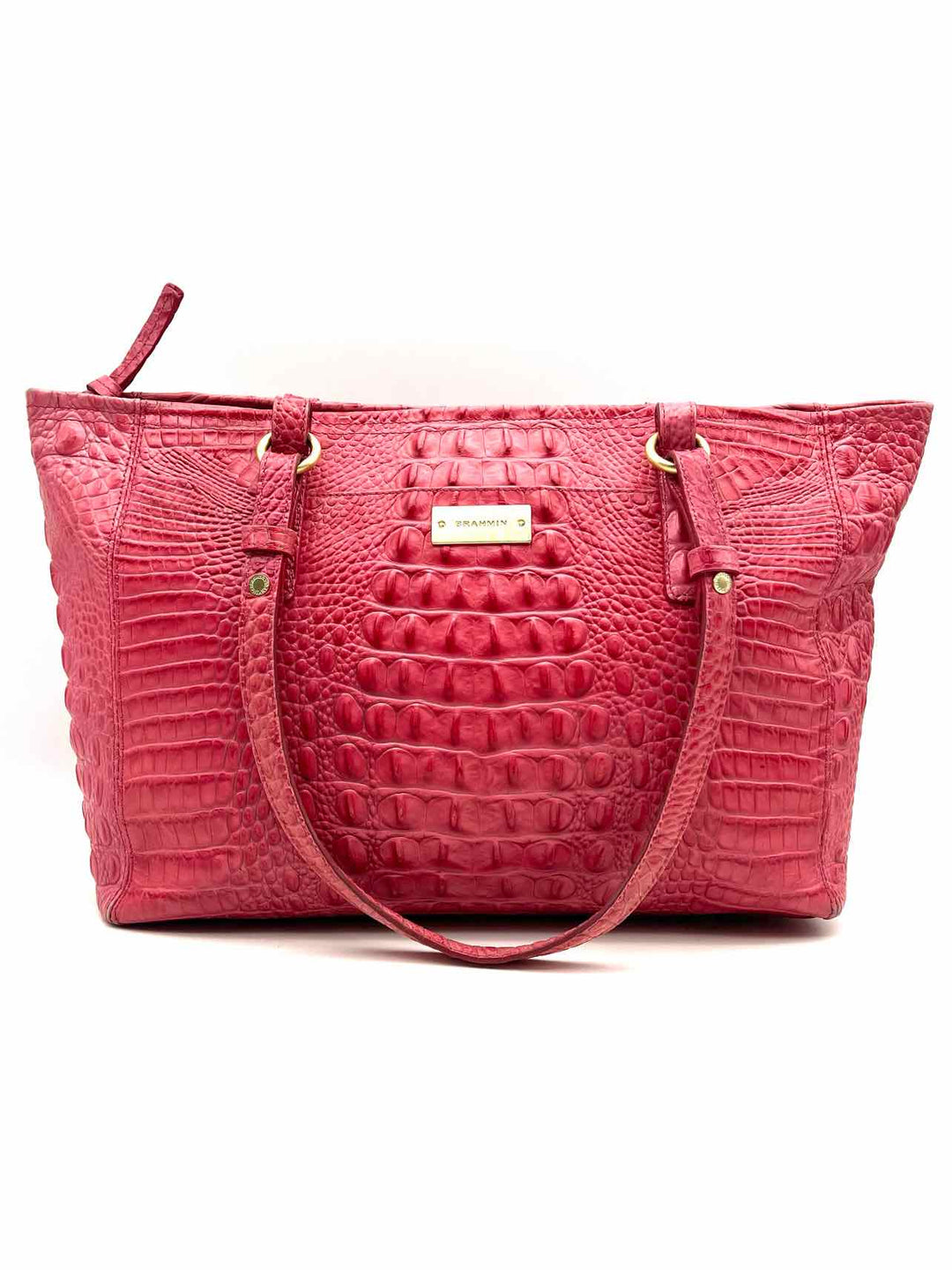 brahmin backpack mini Brahmin Pink/Gold Croc Embossed Leather AS IS Designer Shoulder Bag – Another Season Consignments