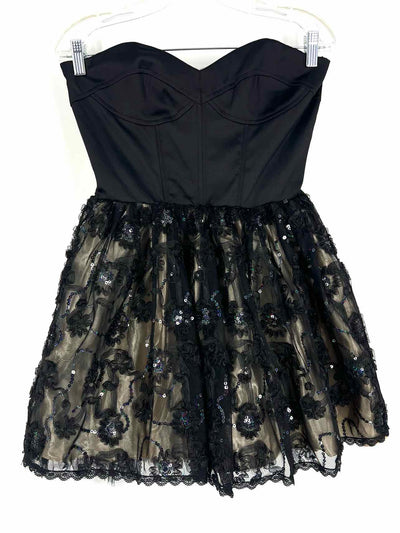 Jessica McClintock Size 7 Black Boned Soutache Vintage Dress-Formal Wear