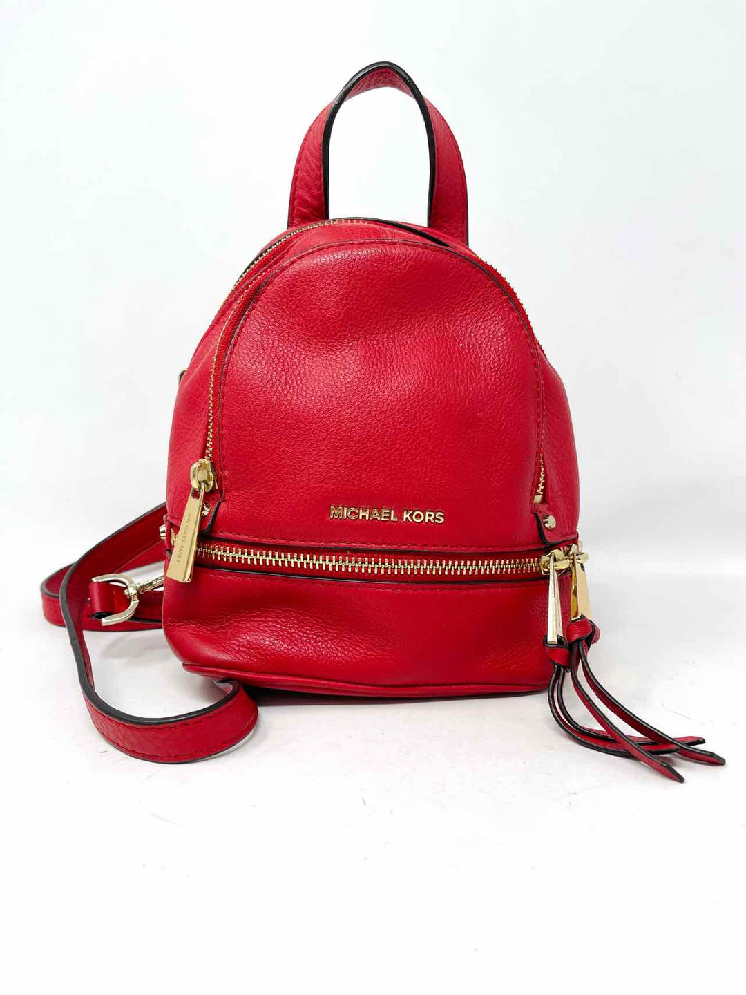 Michael Kors Rhea Red store Leather backpack XSmall