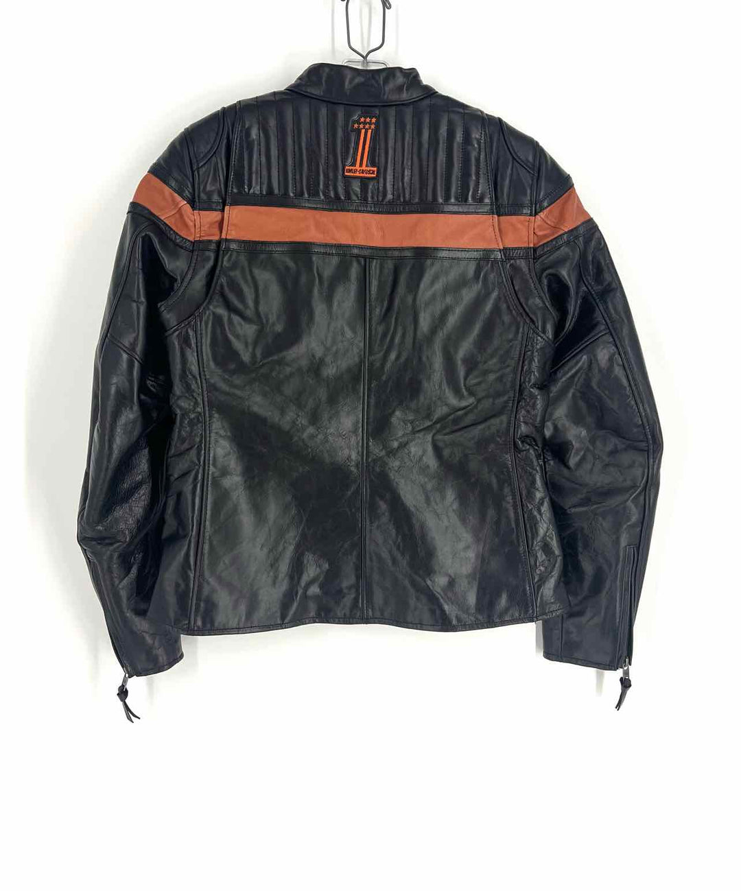 Harley Davidson Size M Black/Orange Color Block Leather Jackets
