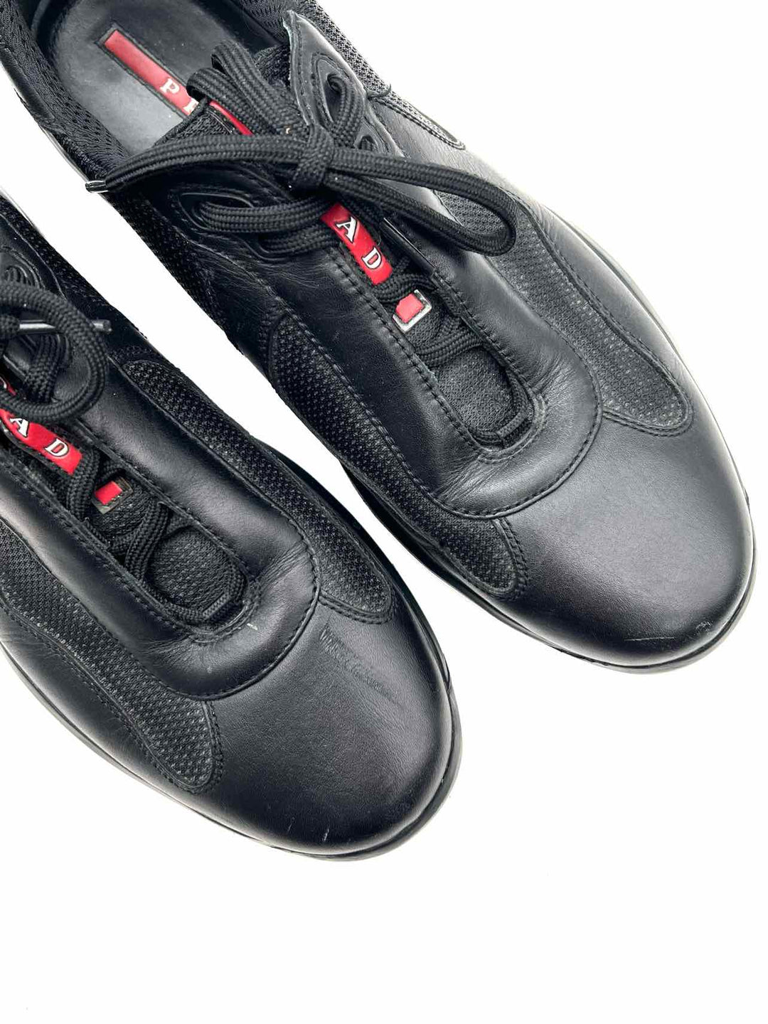 Prada Size 9.5 Black Lace-Up Leather/Mesh AS IS Men's Shoes