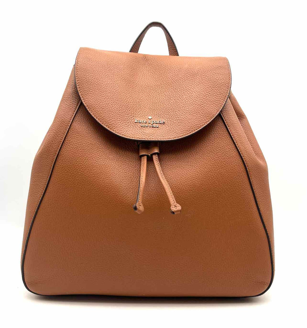 Kate Spade Size Brown/Gold Drawstring Pebbled Leather Designer Backpac – Another Season Consignments