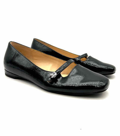 alex marie black dress shoes Size 7.5 Mary Jane Patent Flats size:EU 34 Closed Back Neckline:Cowl One Shoulder Side Cut
