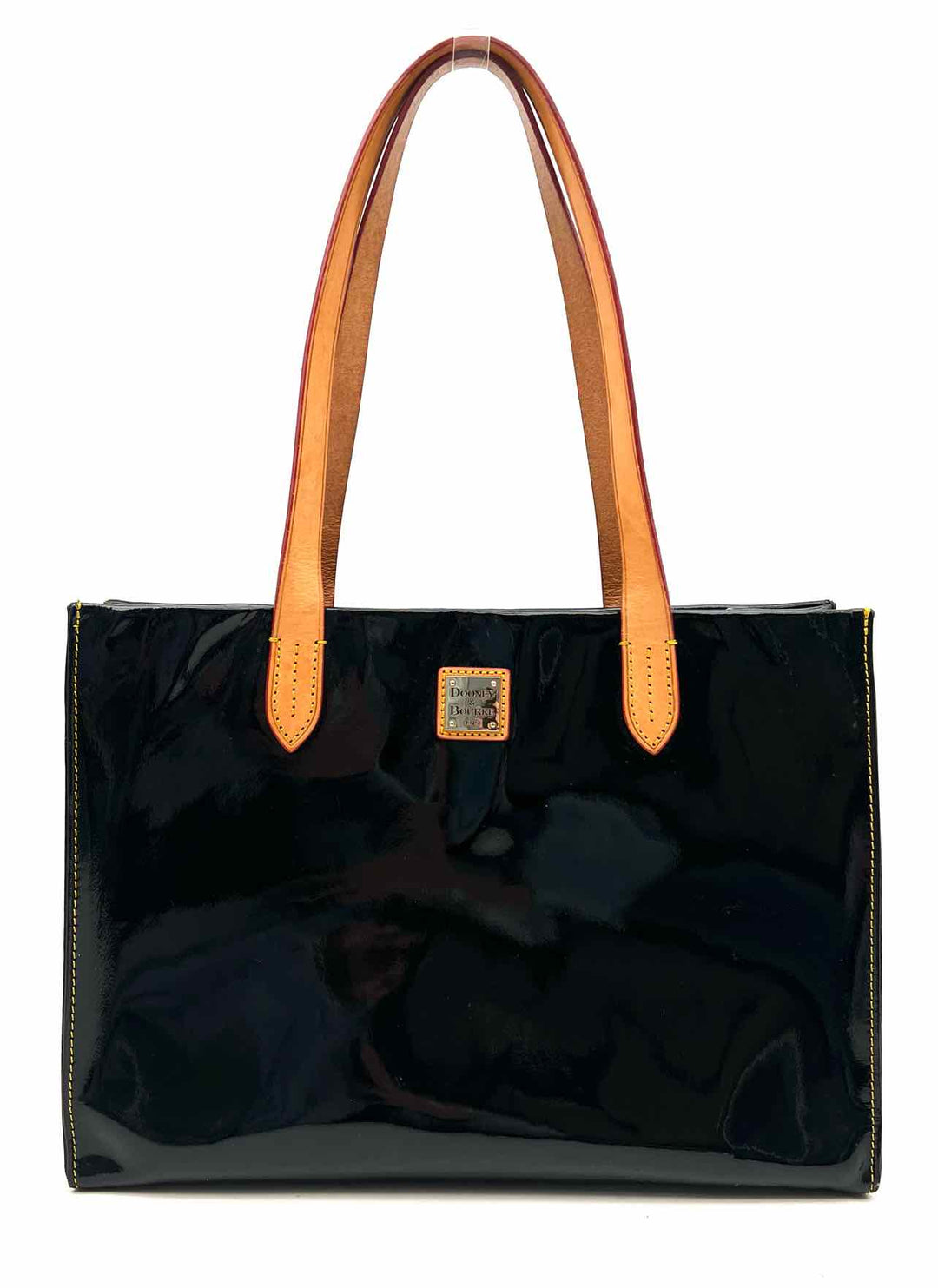 Dooney & Bourke Black/Tan Trim Patent Leather AS IS Designer Tote – Another Season Consignments